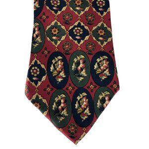 Lazarus Multicolor 100% Silk Mens Tie Necktie Geometric & Floral Design Vintage